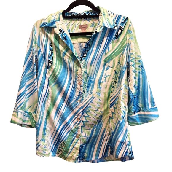 Chico's Tops - Chico's Blouse womens L geometric bright colorful Button boho career casual fun